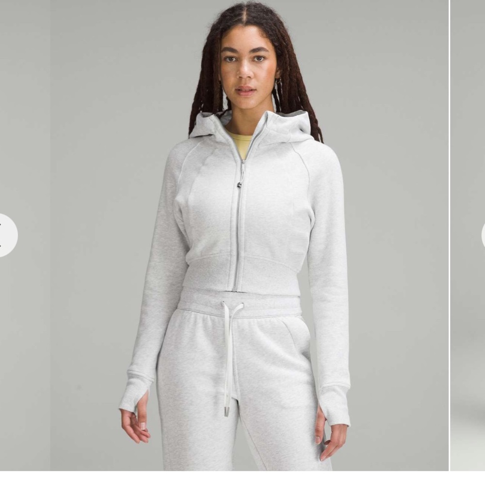 Lululemon Scuba Full Zip Cropped Hoodie, Like new, size 8, Heathered Grey